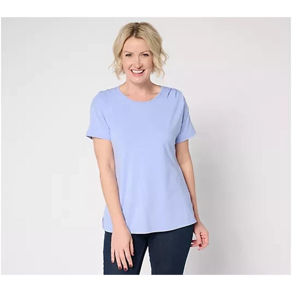 BEAUTIFUL by Lawrence Zarian Shirt Womens 5X Classic Knit Purple Short Sleeve